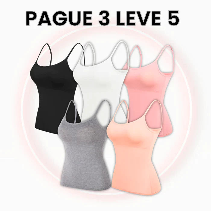 Camiseta Confort Com Sutiã Embutido e Tecido Respirável - (PAGUE 2 e LEVE 5) + Super Brinde