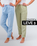 (Compre 2 Leve 3) Calça Cagliari™ em Linho de Algodão e Cós Ajustável